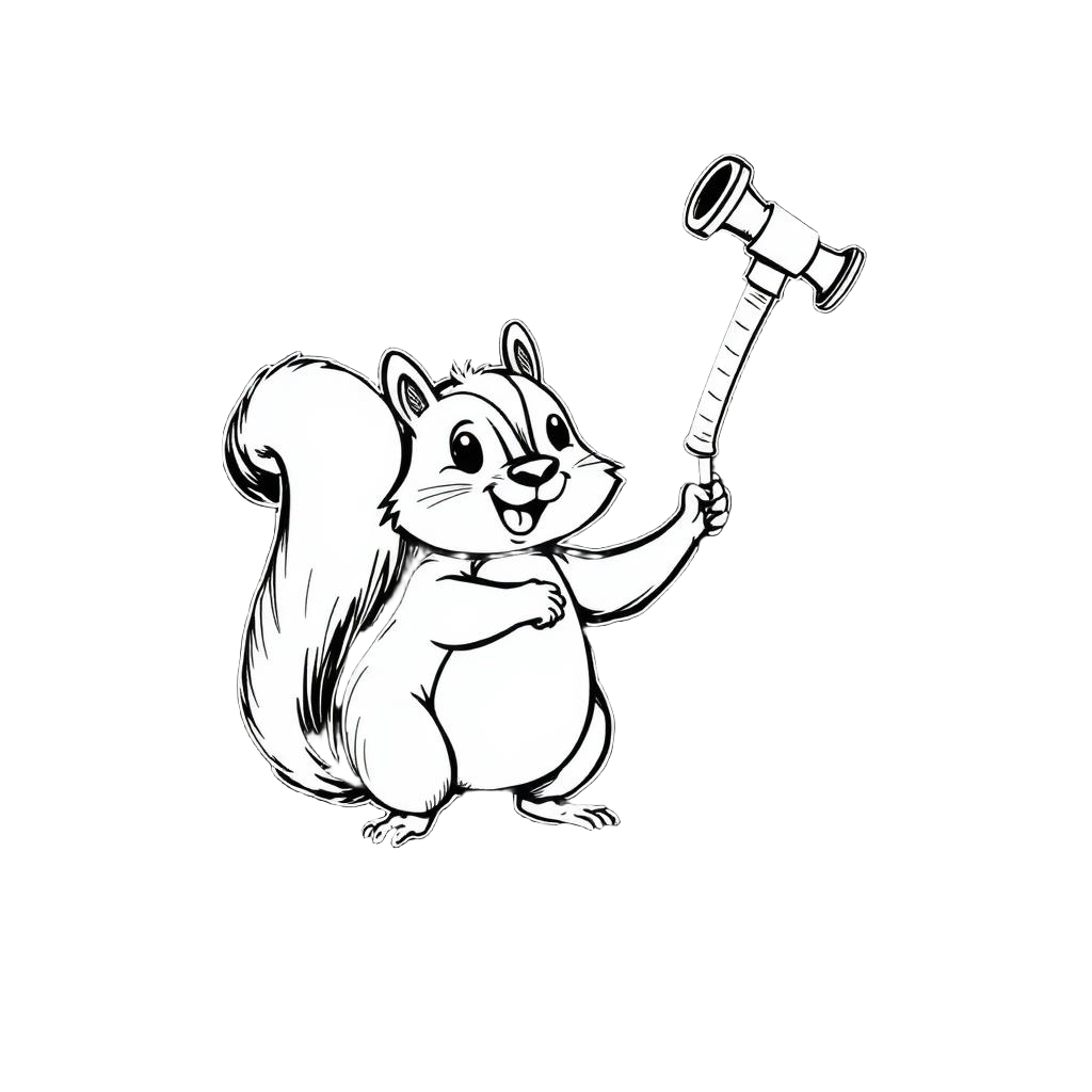 Squirrel holding a hammer