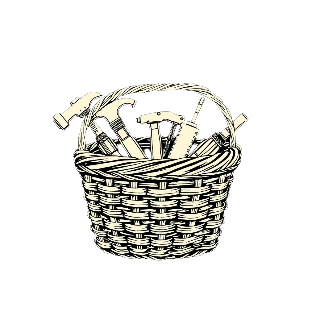Basket full of hand-drawn tools